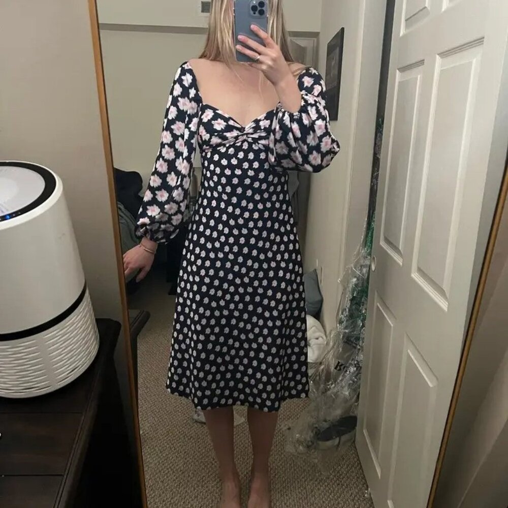 Sachin & Babi Melody Navy Midi Dress Size 4 | Designer Women’s Cocktail Style
